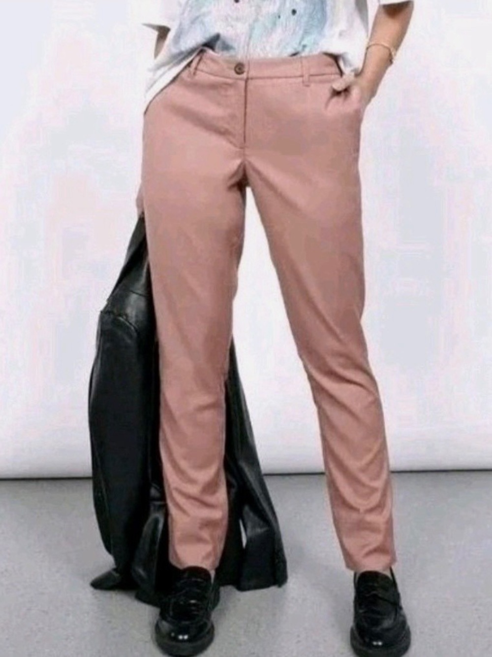 NWT Wildfang The Empower Trouser Pant Neutral Rose Brown Tapered Leg Sz 2